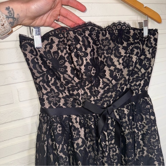 Robert Rodriguez Black and Tan Strapless Lace Floral Dress, Women’s Size 8 - Picture 4 of 9